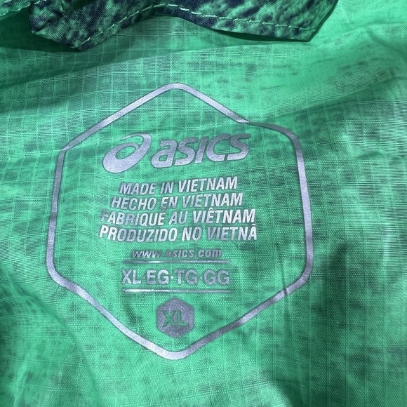 Men's XL Asics‎ Packable Windbreaker Jacket Tie Dye Green/Peacoat NWT - Picture 3 of 9